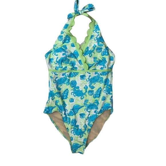 Lilly Pulitzer Other - Lilly Pulitzer Halter One Piece Swimsuit Chillin Crab Print Size 4 Beachwear